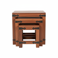 Ensemble de tabourets gigognes en bois rustique, empilables, meubles de salon, design ottoman moderne pour la maison