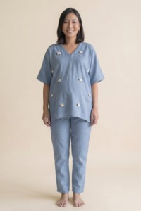 Ensemble de vêtements de maternité en coton à prix de gros pour femmes, tenue de grossesse ample, ensemble coordonné deux pièces - Product Image 1