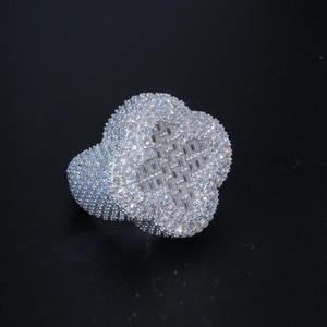 Best Quality <b>Silver</b> Moissanite Hip Hop <b>Ring</b> with Smooth Finish Flower Shape for <b>Men</b> Women Daily Wear and Party Wear Use - Product Image 4