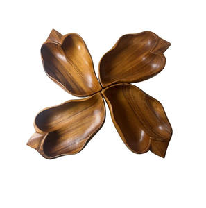 Luxury 4 Pieces Tableware Leaf Shape Wooden Bowl Set Premium quality Eco-Friendly <b>Pasta</b> Ice-Cream Dessert Server Bowl - Product Image 1
