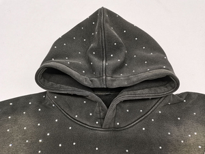 Sudadera con Capucha Negra para Hombre, Estampado de Estrellas Blancas, Diseño de Puntos, Corte Casual, Manga Regular, Forro Polar, 100% Algodón, Invierno, Ecológica - Product Image 4