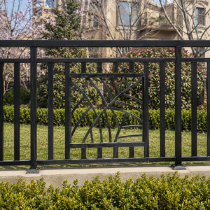 Clôture de jardin en métal noir, panneau décoratif incurvé, garde-corps de balcon extérieur, garde-corps de sécurité moderne pour villa, utilisation pour les limites de la propriété - Product Image 1