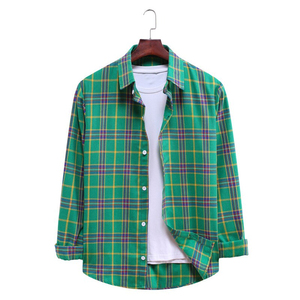 Chemise habillée en flanelle 100 % coton unie pour homme, col montant, manches longues, respirante, séchage rapide, écologique - Product Image 1
