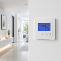 Thermostat numérique AC820F pour ventilo-convecteur 2/4 tuyaux 220V, carré, économe en énergie, ignifuge PC+ABS pour Villa, Appartement, Hôtel, Hôpital