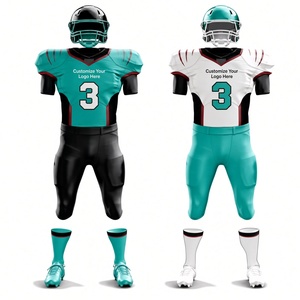 Ensemble casque et chaussures de football américain Soccer Max noir, turquoise et blanc avec chaussettes pour adultes, vêtements de sport unisexes - Product Image 1