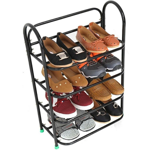 Organizador de zapatos creativo de hierro de varias capas para pasillo o sala de estar, estante de metal de 4 niveles con acabado en bronce antiguo. - Product Image 6