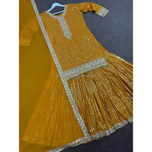 Fabzonefabindia Presenting New <b>Party</b> Were Beautiful Fancy Heavy Embroidery and 5mm <b>Sequins</b> Work <b>Top</b> - Sharara With Dupatta - Product Image 1