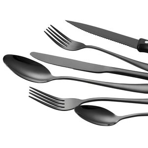 Set di posate da 48 pezzi in acciaio inossidabile nero con finitura a specchio per acquirenti commerciali - Hotel - Product Image 4