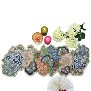 Floral Design Beaded Embroidered Wedding Table Runner for Hotels Banquets and Christmas Decor - Product Image 2
