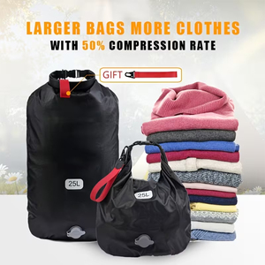 Ensemble de 3 sacs étanches de 25 L en PU noir avec fermeture à enroulement et bouchon de vidange pour le rangement extérieur - Product Image 2