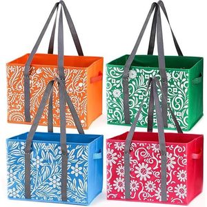 4 Pack Reusable <b>Large</b> Storage <b>Box</b> Bags Collapsible with Reinforced Bottom and Handle Multipurpose Grocery and Storage Bags - Product Image 1