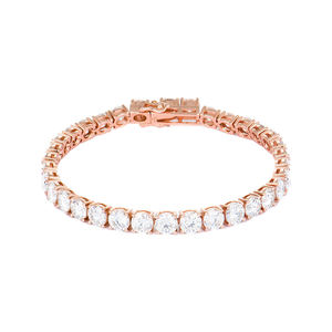 Brazalete de Oro Rosa con Diamantes, Corte Brillante Redondo, Diamantes Blancos Naturales, Joyería Clásica para Mujer, Brazalete de Boda - Product Image 2