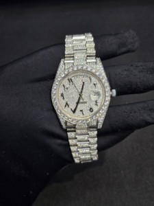 2026 Latest Fully VVS Moissanite Diamond <b>Studded</b> Stainless Steel Analog 20mm Band Iced Out Fashion <b>Men's</b> Wrist Watch - Product Image 1