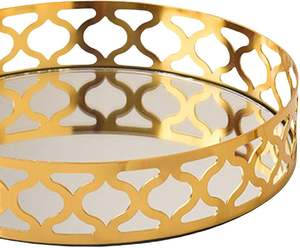 Plateau de toilette rectangulaire moderne en métal et verre argenté, orné, fait main, design personnalisé, durable, magnifique et décoratif, pour l'exportation en gros - Product Image 3