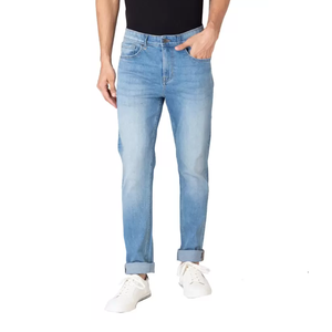 Pantalones Vaqueros de Mezclilla de Algodón y Spandex Azul Cielo de Alta Calidad para Hombre, Corte Ajustado, Ropa para Adultos para Primavera - Product Image 1