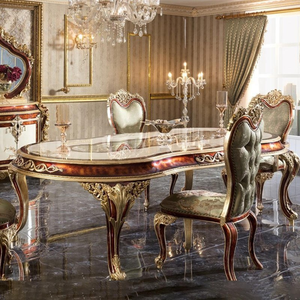 Ensemble de salle à manger Prestige The Plaza Luxury Teak peint à la main, collection de meubles classiques italiens de style royal - Product Image 4