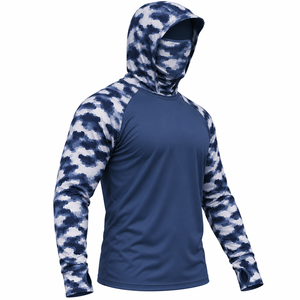 Wholesale Men Fishing <b>Hoodie</b> <b>UV</b> <b>Protection</b> Long Sleeve Construction Work Wear Shirt Integrated Face Gaiter Custom Mens <b>UV</b> <b>Hoodie</b> - Product Image 3