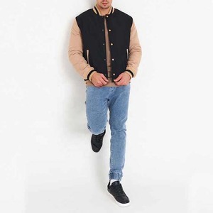 OEM Manufacturer Custom Letterman Varsity Jacket for <b>Men</b> High Street Style with Chenille Embroidery Collarless Leather Sleeves - Product Image 4