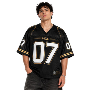 Camiseta de Fútbol Americano 100% Poliéster, Corte Holgado Premium, Unisex, Estilo Urbano, Logotipo y Número Personalizados, OEM, Malla Transpirable, Ropa Deportiva de Equipo - Product Image 1