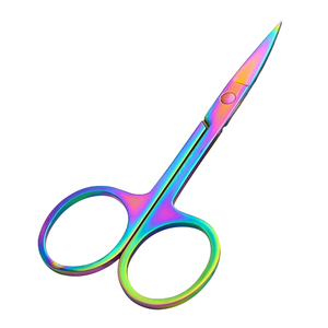 Professional Rainbow Titanium <b>Cuticle</b> <b>Scissors</b> Stainless Steel Fine Point Straight Blade Manicure Pedicure Nail Care Tool OEM - Product Image 2