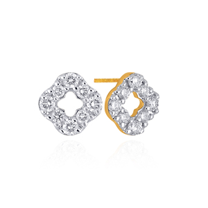 Brilliant Fourfold Diamond <b>Studs</b> Modern Paperclip Link Diamond <b>Earrings</b> 14K Gold Round Lab Grown Diamond Designer Jewelry - Product Image 3
