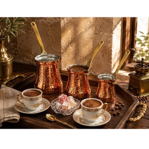 ชุดกาแฟตุรกีแบบอิบริก ขนาดไล่ระดับ ทรงกลม มีหูจับ ดีไซน์ดั้งเดิม พร้อมช้อน จำนวน 5 ชิ้น - Product Image 6