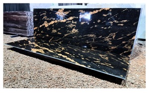 Dalles de pierre naturelle décoratives en granit or poisson de luxe avec motifs dorés riches pour revêtements de sol, panneaux muraux et aménagements modernes - Product Image 4