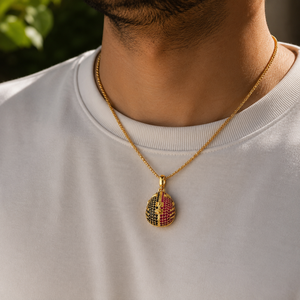Pendentif Hip Hop de luxe avec micro-incrustation de rubis et pierres précieuses noires, charme unisexe pour un usage quotidien - Product Image 5