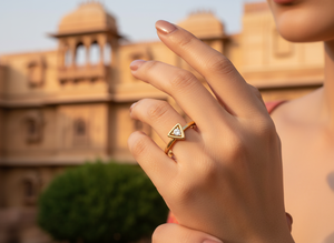 Handmade Gold Plated Minimalist Triangle Gemstone <b>Ring</b> Factory Direct VVS1 Lab Grown Diamond <b>Stacking</b> <b>Ring</b> Unisex Wedding - Product Image 3