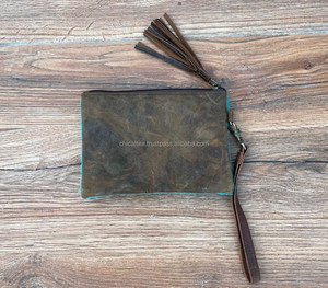 New Real Handmade Genuine Cowhide Leather Western Purse <b>Phone</b> Wallets Women Handbags Brown Leather Tassel Clutches Gift <b>for</b> Her - Product Image 5