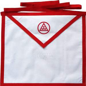 Nouvel tablier de chapitre Royal Arch nMember - Tablier en coton blanc avec ruban rouge - Product Image 1
