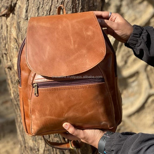 กระเป๋าเป้สะพายหลังหนังสีน้ำตาลสไตล์วินเทจแบบใหม่กระเป๋าสะพายหลังสำหรับเดินทางกระเป๋าหนังสำนักงานความจุขนาดใหญ่กระเป๋าเดินทางสำหรับผู้ชายและผู้หญิง - Product Image 4