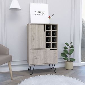 Mobiletto a L Silhill con finitura grigio chiaro, otto scomparti per vino e due ante singole - Product Image 1