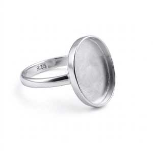 925 Sterling Silver Oval Blank Ring Semi Mount Bezel Setting for Oval Cabochon Gemstones <b>Keepsake</b> Breastmilk Resin Wholesale DIY - Product Image 1