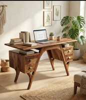 Console élégante en bois massif avec finition lisse pour l'entrée, le couloir, le salon et la présentation décorative