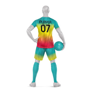 Conjunto de Camiseta y Pantalones Cortos de Fútbol para Hombre, 100% Poliéster, con Impresión por Transferencia de Calor Personalizada, Logotipo Frontal, Tejido Transpirable de Secado Rápido, Personalizado para Equipos - Product Image 3