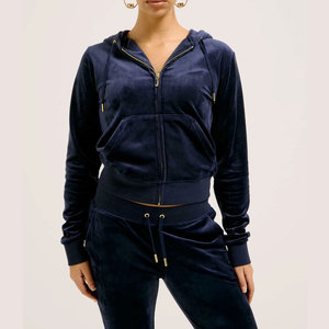 High End Eco-Friendly Polyester/Cotton Velvet Women <b>Tracksuit</b> Thick Winter Hoodie Soft <b>Velour</b> Jogger Set Casual Loose Fit - Product Image 4