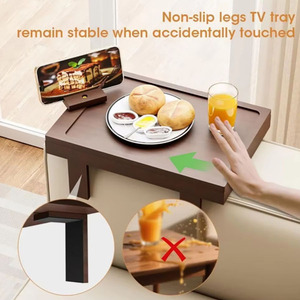360 °   Mesa Auxiliar Giratoria de Bambú para Sofá con Cajón - Product Image 3