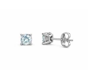 Pendientes Clásicos de Plata con Circonita Cúbica de Cuatro Puntas, Pendientes Solitarios Chapados en Plata, Pendientes de Diamantes Cultivados en Laboratorio de Lujo al por Mayor - Product Image 1