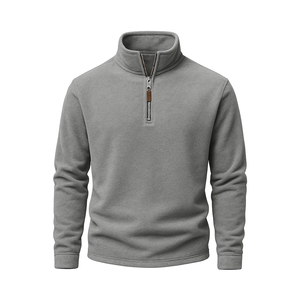 Suéter de Forro Polar para Hombre, Personalizado con Bordado, Cierre de Cremallera 1/4, 100% Algodón, Holgado, Manga Larga, Informal, para Invierno y Actividades al Aire Libre - Product Image 1