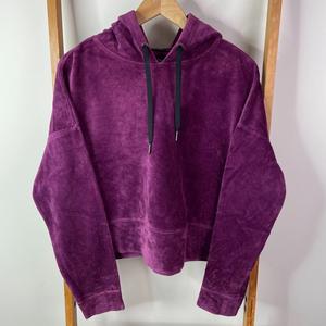 Sudadera con Capucha para Mujer, Talla Grande, Color Morado, de Terciopelo, Corta - Product Image 1