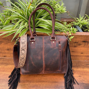Bolso de mano de cuero tallado a mano de diseño hermoso, hecho a mano elegante bolso, bolsos de cuero de piel de vaca para mujer, multiusos - Product Image 3