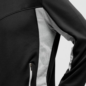 Men's Black Breathable Fleece Tracksuit Full Zip Sporty Sweatshirt and <b>Pants</b> Set with Gray Panels Regular Fit Winter Wear - Product Image 6