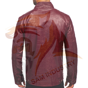 Veste d'hiver en cuir pour homme de haute qualité, prix de gros, col montant, couleur unie - Product Image 3