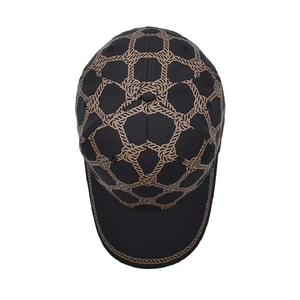 Gorra Snapback Negra con Patrón Geométrico, 6 Paneles, Unisex, Casual, con Estampado Metálico, de Poliéster y Lona, para Primavera/Verano, Talla Adulto - Product Image 3
