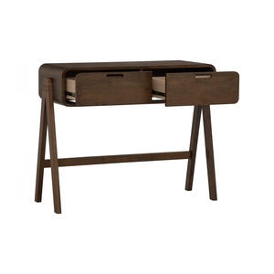 High Quality Walnut Finish Rubberwood Narrow Entryway Table with 2 Storage <b>Drawers</b> for Living Room <b>Small</b> Apartment and Entryway - Product Image 3