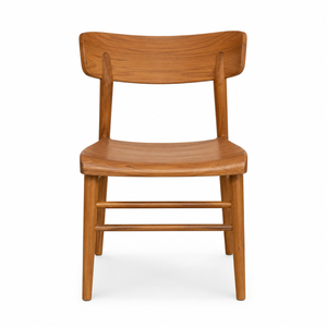 Chaise de salle à manger scandinave en teck avec dossier en forme de pont, écologique, imperméable, durable, design moderne, forme rectangulaire, 8 places, en bois - Product Image 1