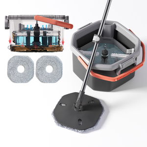 Serpillère plate mains libres HOLAMOPA en gros avec seau de séparation eau propre/eau sale pour outils de nettoyage domestique et commercial - Product Image 1