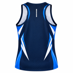 Camiseta Deportiva sin Mangas para Hombre, con Estampado Geométrico Azul, de Secado Rápido, Cuello Redondo, de Poliéster, para Atletismo y Running - Product Image 2