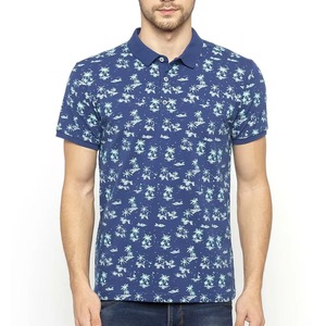 Polo en coton à manches courtes pour homme, imprimé palmiers bleus, style décontracté, respirant, tissé, style Oxford - Product Image 6